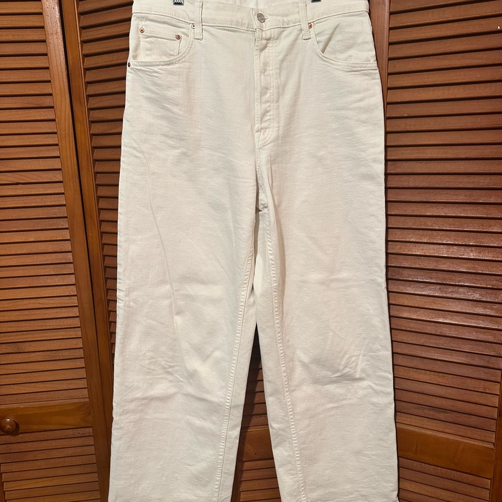 MOTHER Cream Denim - High Waisted Spinner Skimp. Mother Superior label